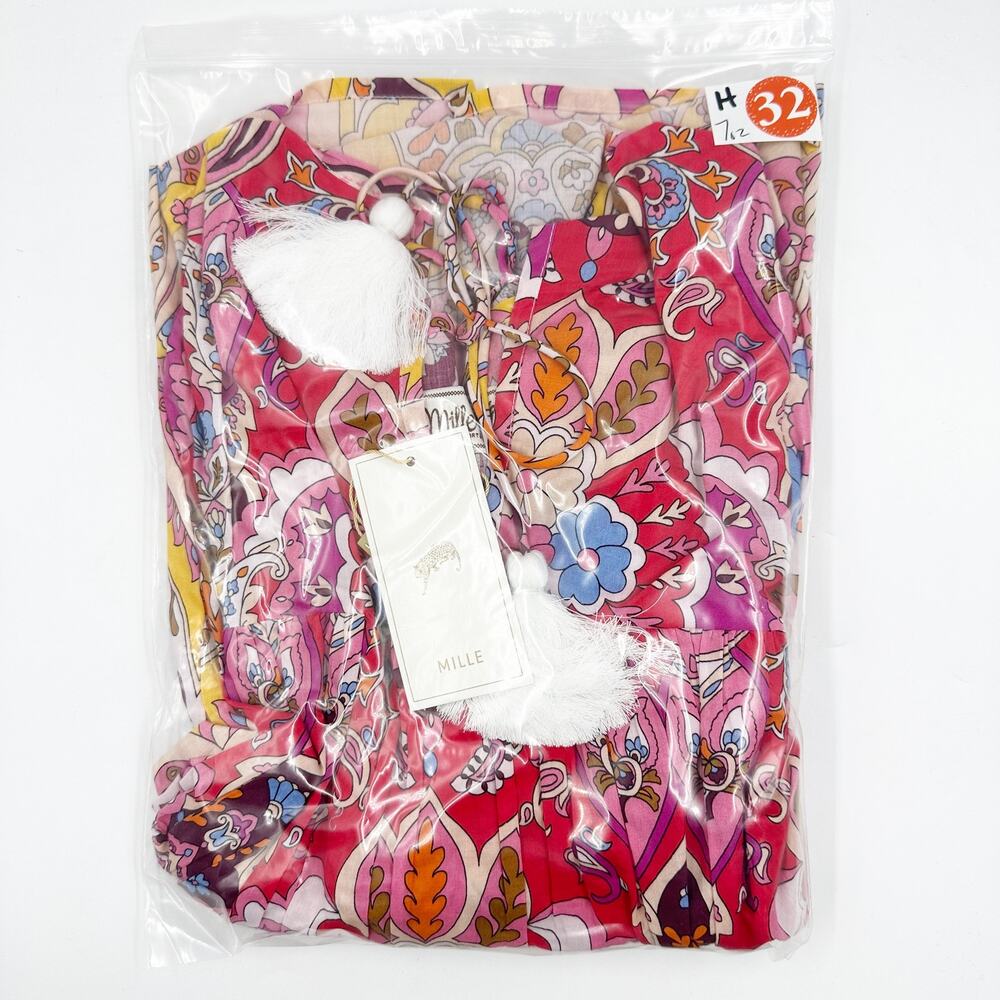 Mille Thalia Short Sleeve Peasant Top Zanzibar XS NWT Boho Chic Festival - Picture 5 of 5